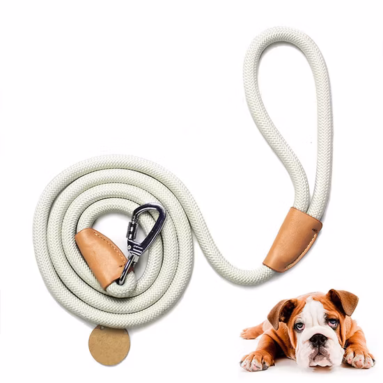 Correa antideslizante para perro, correa para perro, cuerda para escalar montañas, correa para perro reforzada con conexión a medida de cuero, cierre plateado resistente