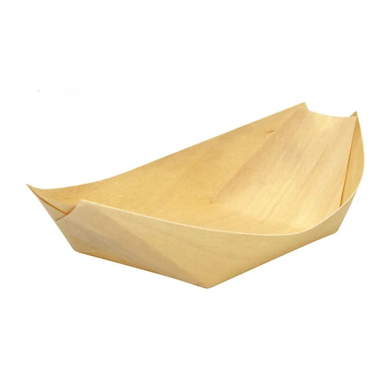 Barco de madera respetuoso del medio ambiente de madera de pino de Aspen del barco de sushi de la venta caliente para el rollo de sushi del postre de la galleta