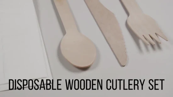 Cuchara de madera disponible modificada para requisitos particulares fábrica amistosa de la bifurcación del cuchillo de los cubiertos de Eco