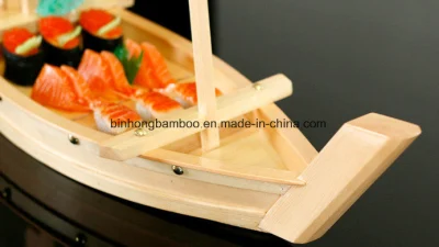 Barco de sushi de madera japonés de alta calidad, barco de sushi de bambú