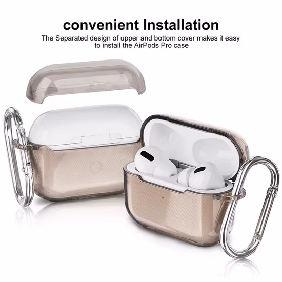Funda protectora de piel de TPU suave transparente de alta calidad para Apple Airpods PRO funda Air Pods llavero